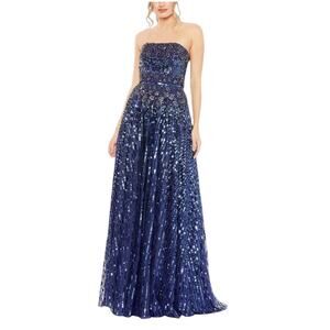 Mac Duggal 93915 Twilight Blue Embellished Strapless Gown Size 10 $798